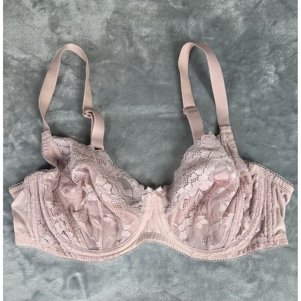 Luvlette Bra Womens 90C Pink Lace Underwire Intimates Floral Scalloped Trim 6707